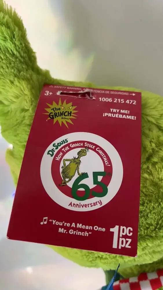 Dr. Seuss The Grinch Merry Grinchmas Plush with Candy Cane